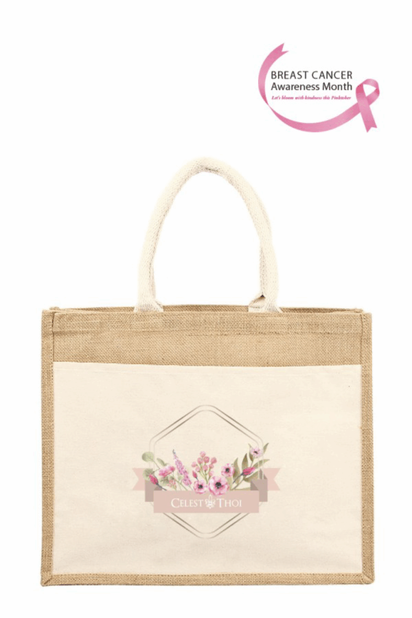 Diamond A Floral Jute Bag