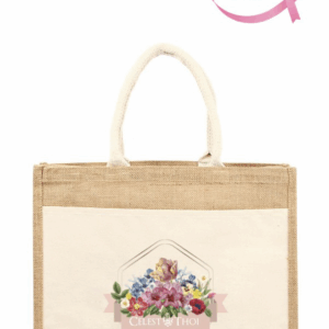 Diamond B Floral Jute Bag